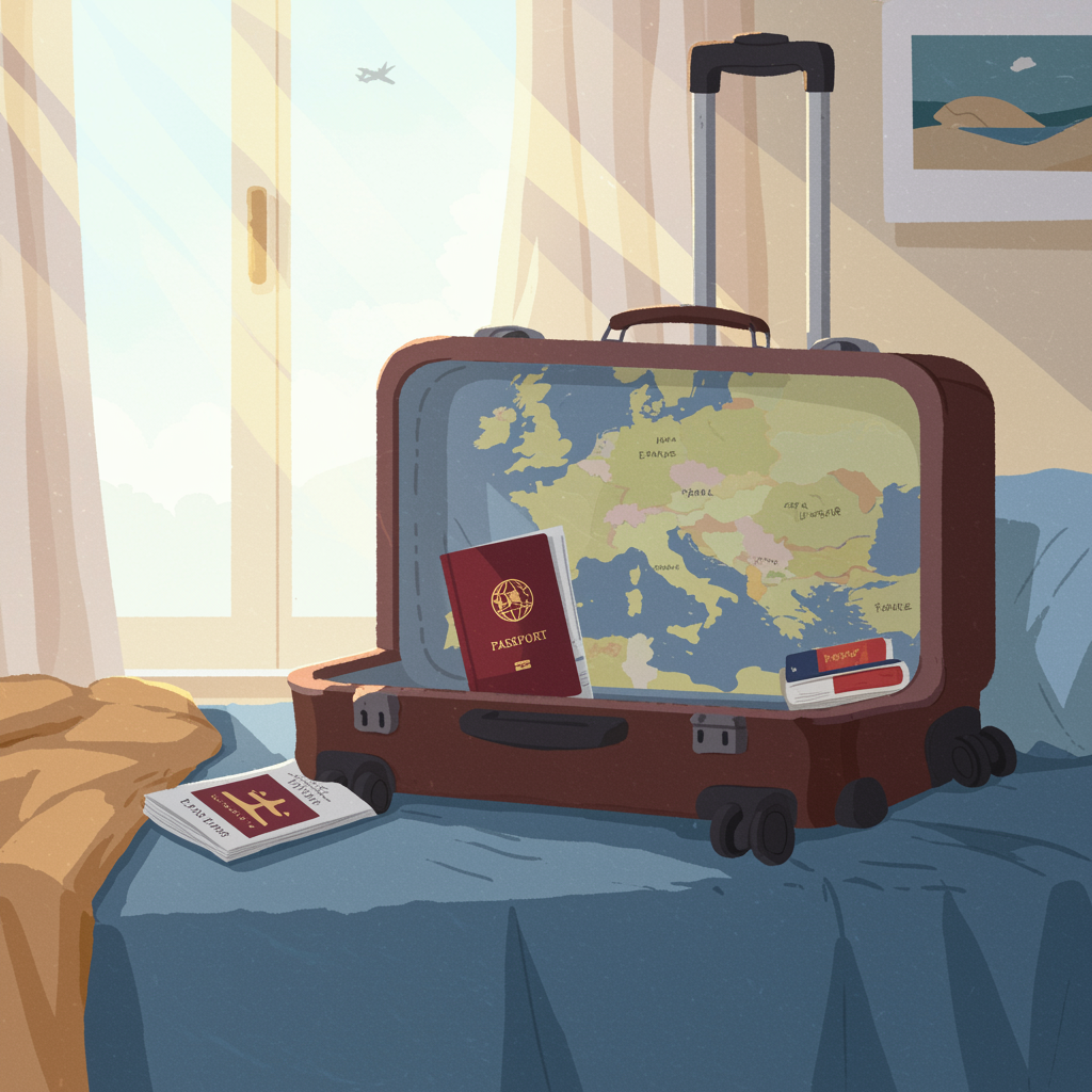 student packing suitcase for studying abroad in europe